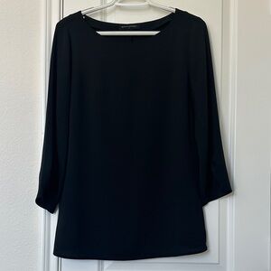 Banana Republic Boatneck Long Sleeve Black Blouse